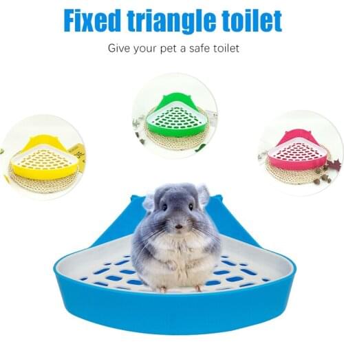 Pet Cat Rabbit Small Animal Pee Toilet Potty Bowl Corner Clean Litter Tray Plastic Environmental Training Trays For Rabbit Pee