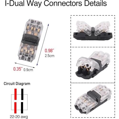 [Seven Neon]Non-stripped 2PIN Wire Terminal Block Connector Scotch Lock for 18-22AWG Electrical Wire,quick led strip Connector