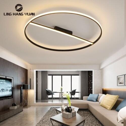 Modern Led Ceiling Light Black Aluminum alloy Ceiling Lamp for Living room Bedroom Dining room Kitchen Luminaire Round 110V 220V
