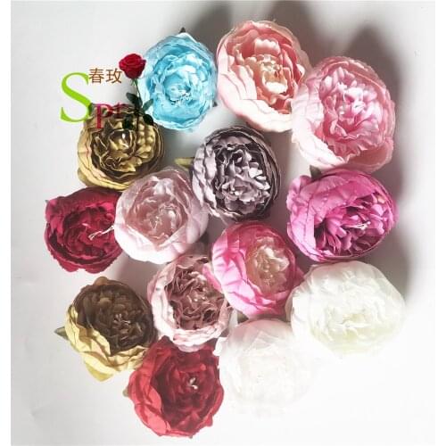 SPR NEW 9cm Artificial Flowers Head Silk Rose Flower For Wedding Home Decoration Fake Flowers DIY Wreath Scrapbook Supp