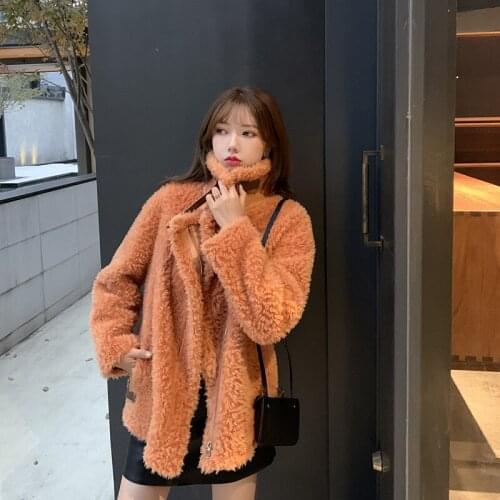 High Quality 100% Genuine Wool Fur Coat Spring Autumn 2021 Korean Simple Female Jacket Motorcycle Womens Coats Ropa Zjt2234