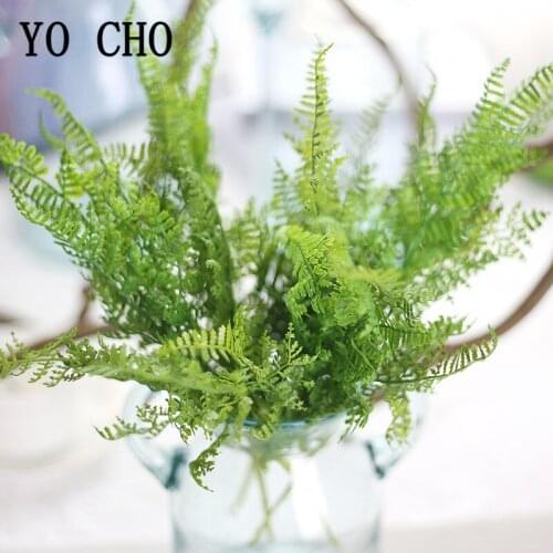 YO CHO PE Simulation Fern Grass Green Plants Artificial Fern Green Leaves Plants Wall Home Wedding Shop Decor Faux Leaves Plants