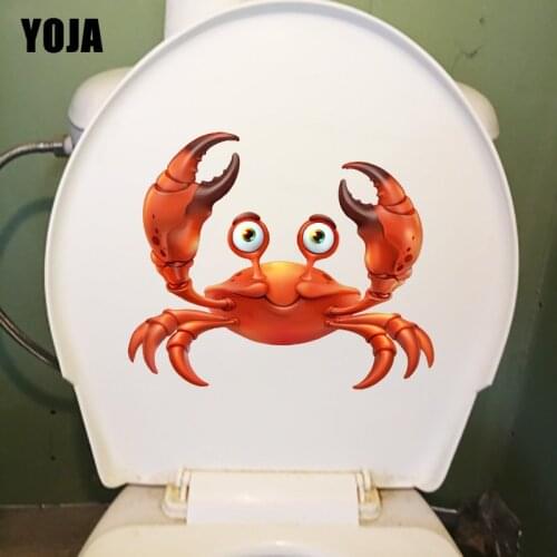 YOJA 23.5×19.6CM Nice Crab Bathroom Decoration WC Toilet Sticker Cartoon Home Kids Room Wall Decor T1-2697