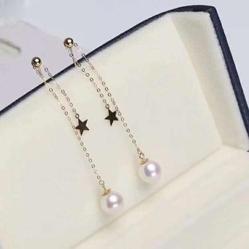 Xin yi peng real 18 k gold inlaid natural pearl female earrings for women drop earrings fine jewelry AU750