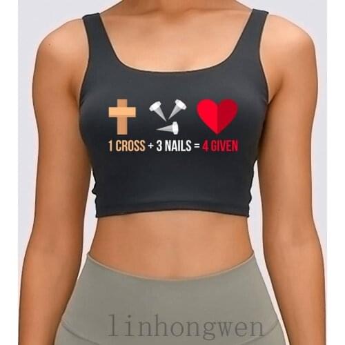 Christian Jesus Crosses Nails Forgiven Women Tank Top Summer Cool Design O-Neck Building Fitness Vintage Cotton Crop Top