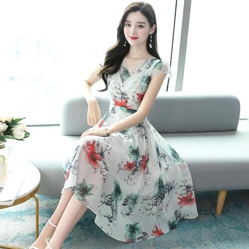 Women V-neck sexy plus size dress M-4XL XXXL XXXXL 2021 summer short sleeve party slim Casual Swing holiday Floral dress clothes