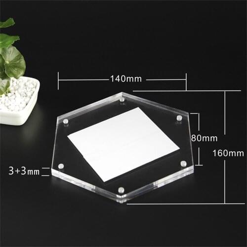 1pcs Clear Magnetic Acrylic Hexagon Advertising Poster Picture Photo Display Frame