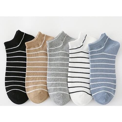 10 Pairs/Lot Classic Mens Socks Invisible Male Boat Socks Fashion Striped Business Casual Short Socks Comfortable Cotton Socks
