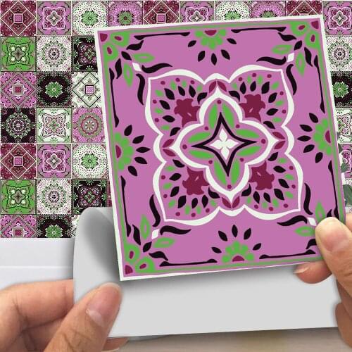 16pcs/set 10/15/20/30cm Colorful Hard Tiles Floor Wall Stickers Kitchen Decoration Wall Decals Peel & Stick Shine Surface Murals