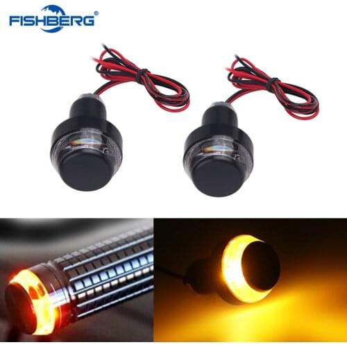 2PCS Motorcycle Turn Signal LED Light Indicator Blinker Handle Bar End Handlebar Led Waterproof