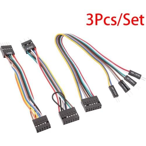 3pcs Suitable for Lenovo motherboards with ordinary chassis transfer wiring switch cable USB cable audio cable three-piece set