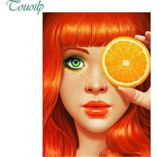 Diy diamond painting cross stitch craft plastic canvas kits diamond paintings Orange, beautiful girl, yellow hair round&square