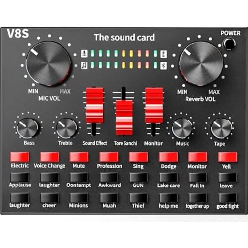 AU42 -Bluetooth Professional Live Streaming Sound Card USB o Interface Mixer DJ Sound for Recording Microphone Guitar