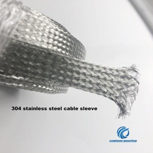 Free shipping 10M cable sleeve braided 2-18m silver Snakeskin mesh Wire Protecting 304 stainless steel cable sleeve Metal sheath