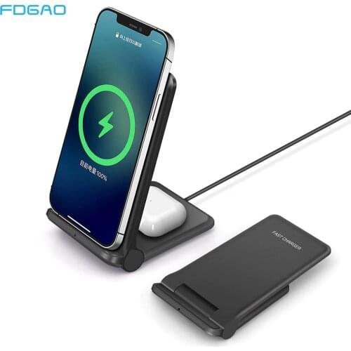 DCAE Qi Wireless Charger Stand For iPhone 11 Pro XS Max XR X 8 for Samsung S10 S9 S8 Xiaomi mi 9 10W Fast Charging Dock Station