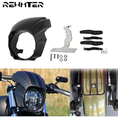Motorcycle Black Front Headlight Fairing Cover + Rear Turn Signal Relocation Bracket Kit For Harley Softail Breakout 2018-2020