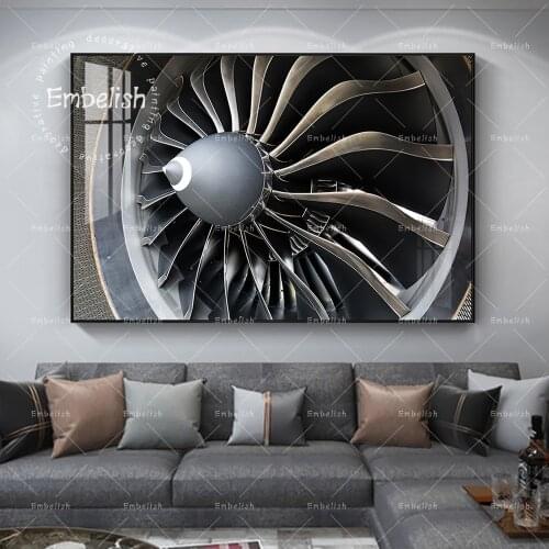 Black And White Airplane Engine Cool Office Artworks For Home Decoration HD Print Canvas Paintings Living Room Wall Art Pictures