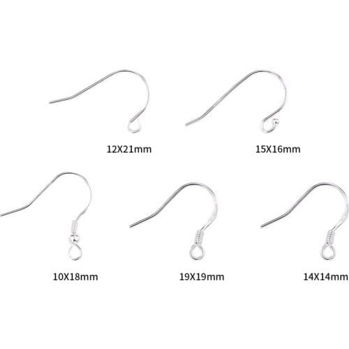 Real Solid 925 Sterling Silver Color Ear Clasps Hooks Fittings Wire Hook For Making Earrings Jewelry Findings Accessories