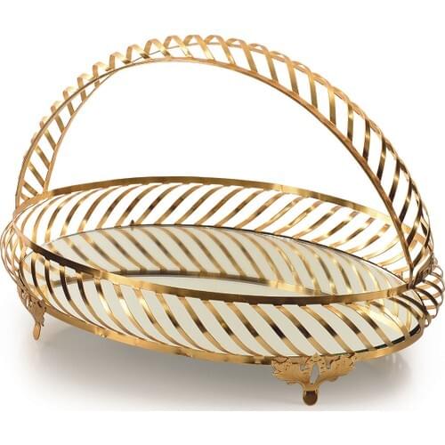 Exponential Hold Oval 29 * 21 cm Gold Color Tray Presentation Tray Aid Mubarak Decoration Ramadan Kareem Home Accessory