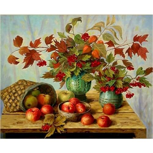 GATYZTORY 60x75cm Frame Painting By Numbers Apple Flower Paint By Numbers On Canvas Home Decoration Unique Gift