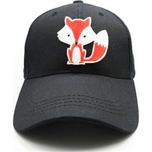 Cartoon Fox Embroidery Cotton Baseball Cap Hip-hop Cap Adjustable Snapback Hats for Men and Women 125
