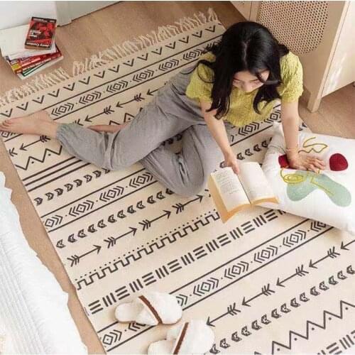 Retro Morocco Hand Woven Cotton Carpet And Rug for Home Living Room Bedroom Carpet Floor Mat Turkey Bedside Rug Sofa Tatami Mat
