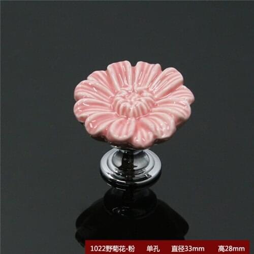 Childrens Room Ceramic Cabinet Knobs Daisy Flower Shape Wardrobe Garden Door Cabinet Handles Furniture Pulls For Home