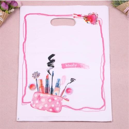 Hot Sale New Design Wholesale 100pcs/lot 25*35cm Large Simple Luxury Plastic Gift Packing Bags for lipstick Costume Packaging