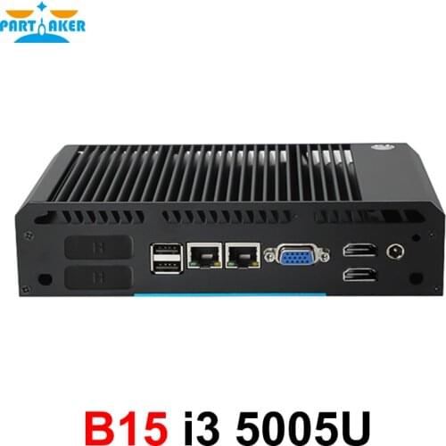Fanless Industrial Mini PC Intel Core i3 5005U Windows 10 Pro Rugged ITX Case Small Computer 2 LAN VGA HD DP RS232 RS485