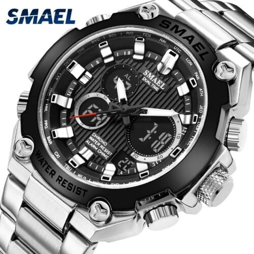 SMAEL Men Watch Top Luxury Brand Big Dial Sport Watches Mens Chronograph Quartz Wristwatch Date Male Clock Relogio Masculino