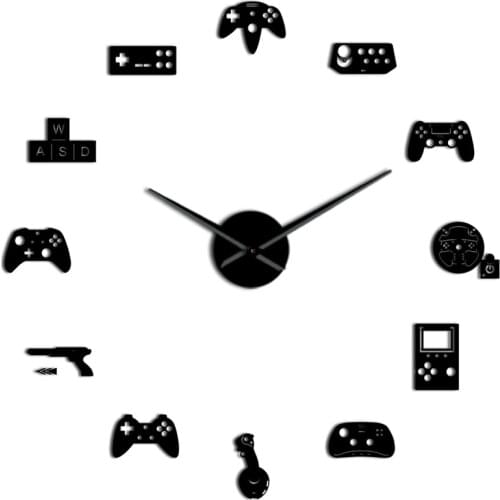 New Game Controller Video Diy Giant Wall Clock Game Joysticks Stickers Gamer Wall Art Video Gaming Signs Boy Bedroom Game Room D