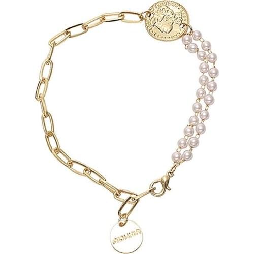 New Style Jewelry Creativity Simple Bracelet Faux Pearl Coin Braceletl Fashion Hand Jewelry Fashion Style Bracelet For Women