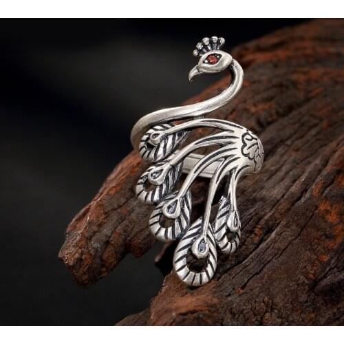 Personality Exaggerated Gothic Peacock Rings For Women Charm Engagement Jewelry Girls Open Finger Knuckle Rings