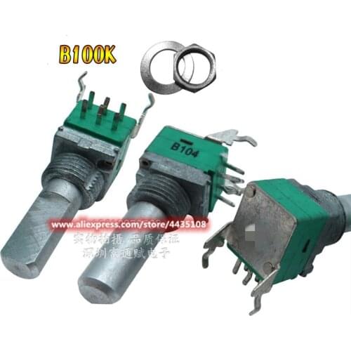 5pcs for TR Precision R097 Amplifier Audio Volume Potentiometer B104 / Adjustable Dual Potentiometer B100K Handle Length 20mm