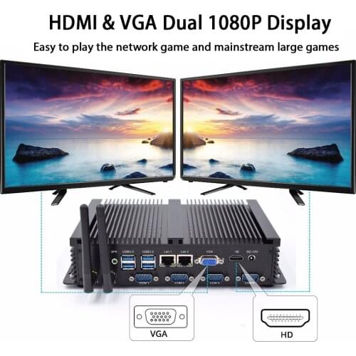 Fanless Industrial PC,Mini Computer,Windows 10 Pro/Linux ,Intel Core I5 3317U,[HUNSN MA03I],(1VGA/1HD/4USB2.0/4USB3.0/2LAN)