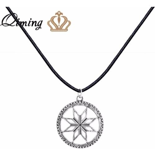 QIMING Alatyr fashion Slavic Pendant Necklace For Women Perun Protect God Runes Family Success Sun Charm Necklaces & Pendants