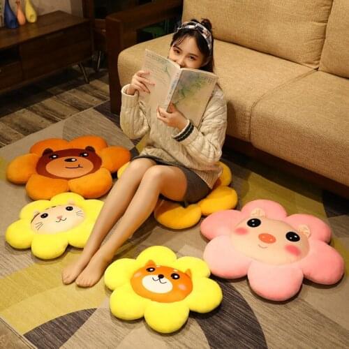 Nice 1pc 50cm-85cm Huggable Plush Flower Pillow Pig Tiger Bear Seat Cushion Down Cotton Stuffed Animal Chair Flower Pillow