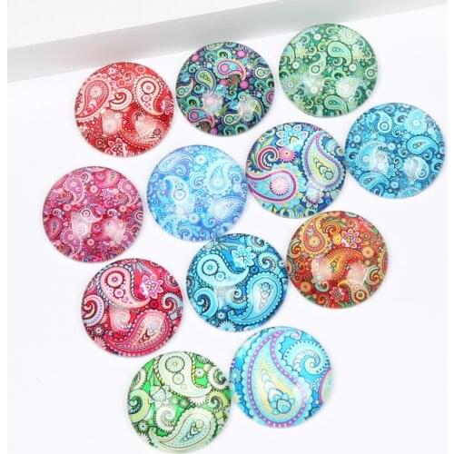Reidgaller flower photo glass cabochon 10mm 12mm 14mm 18mm 20mm 25mm mixed flat circle cabochons for jewelry making