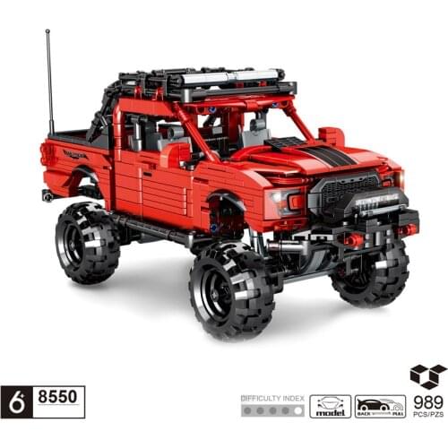 Technical building block Pickup ORV Ford f150 Raptor model Monsters Truck vehicle assembly bricks PULL back toys for boys gifts