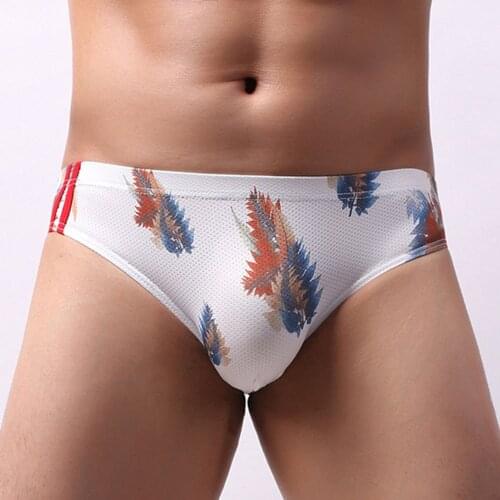 Mens Underwear Sexy T-Back G-String Briefs Print Comfortable Sexy Breathable Tangas Thong Lingerie Spandex Male Underpants New
