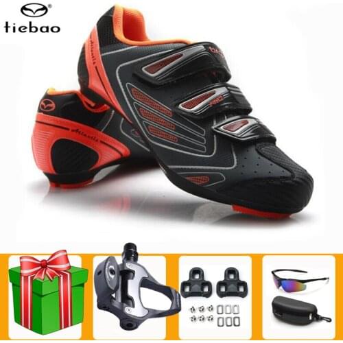 TIEBAO Road Cycling Shoes Sapatilha Ciclismo Add Pedal Set Self-Locking Ultralight Breathable Bicycle Racing Athletic Sneaker