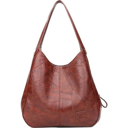 Vintage Women Luxury Handbags Designers PU Leather Female Top-handle Shoulder Bag Large Capacity Totes