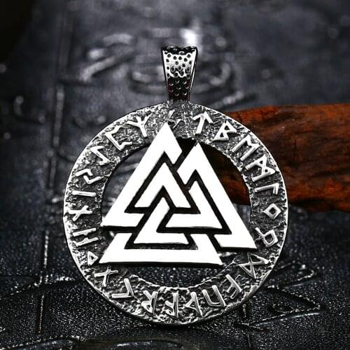 Vintage Viking Jewelry Valknut Pendant Necklace Men Chain Punk Nordic Stainless Steel Odin Rune Necklace Amulet Gift Accessories