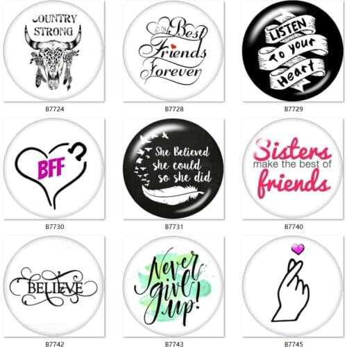 Word BFF STRONG BELIEVE 10pcs mixed 12mm/18mm/20mm/25mm Round photo glass cabochon demo flat back Making findings B7718