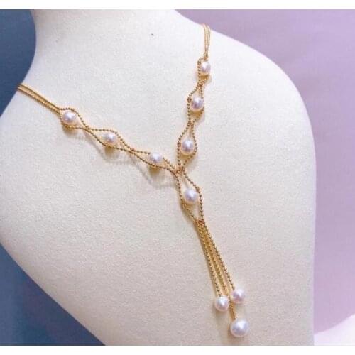 Jewelry 100% Natural Fresh Water Pearl Necklace pendant 14k Gold injection ball for women