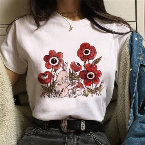 Women T Shirt Mushrooms Printed Tshirt Oversized T-Shirt Summer Tops Girls Harajuku Casual Short Sleeve Tee Shirt Femme Clothing