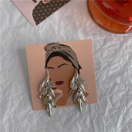 Origin Summer Minimalist Metallic Leaves Earrings for Women Trendy Silver Color Alloy Leaf Drop Dangle Earrings Vintage Jewelry