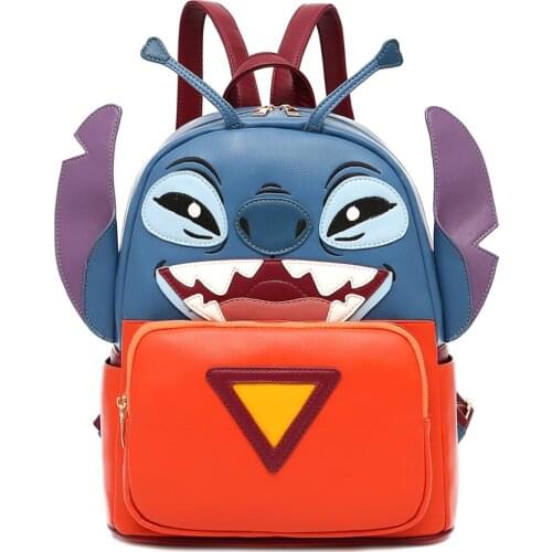 Stitch Backpack Women Designer Leather Disney Cute Back Pack Travel Girls Mochila Cartoon Bagpack Sac Purses Bolsa Feminina