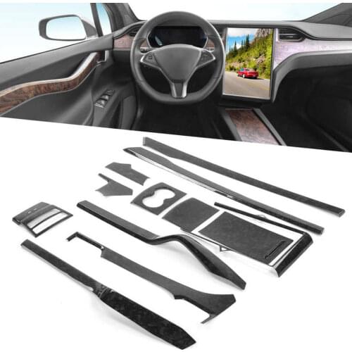 Car styling car side mirror guard Forged Carbon Fiber Car Interior Decoration Full Set Fit for Tesla Model X 2016‑2020