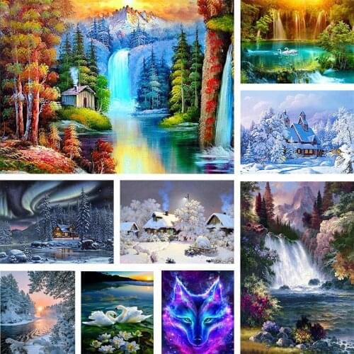 5D landscape DIY diamond painting full circle resin mosaic landscape diamond embroidery cross stitch home wall decoration